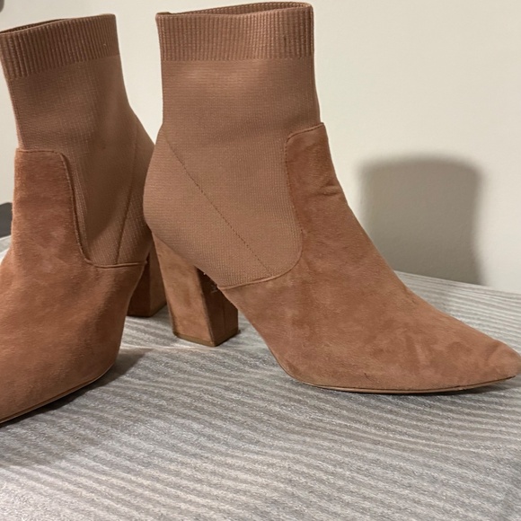 Steve Madden Sock Booties | Ribbed Knit Ankle Boots | Block Heel | Dusty Rose 11 - Picture 2 of 3